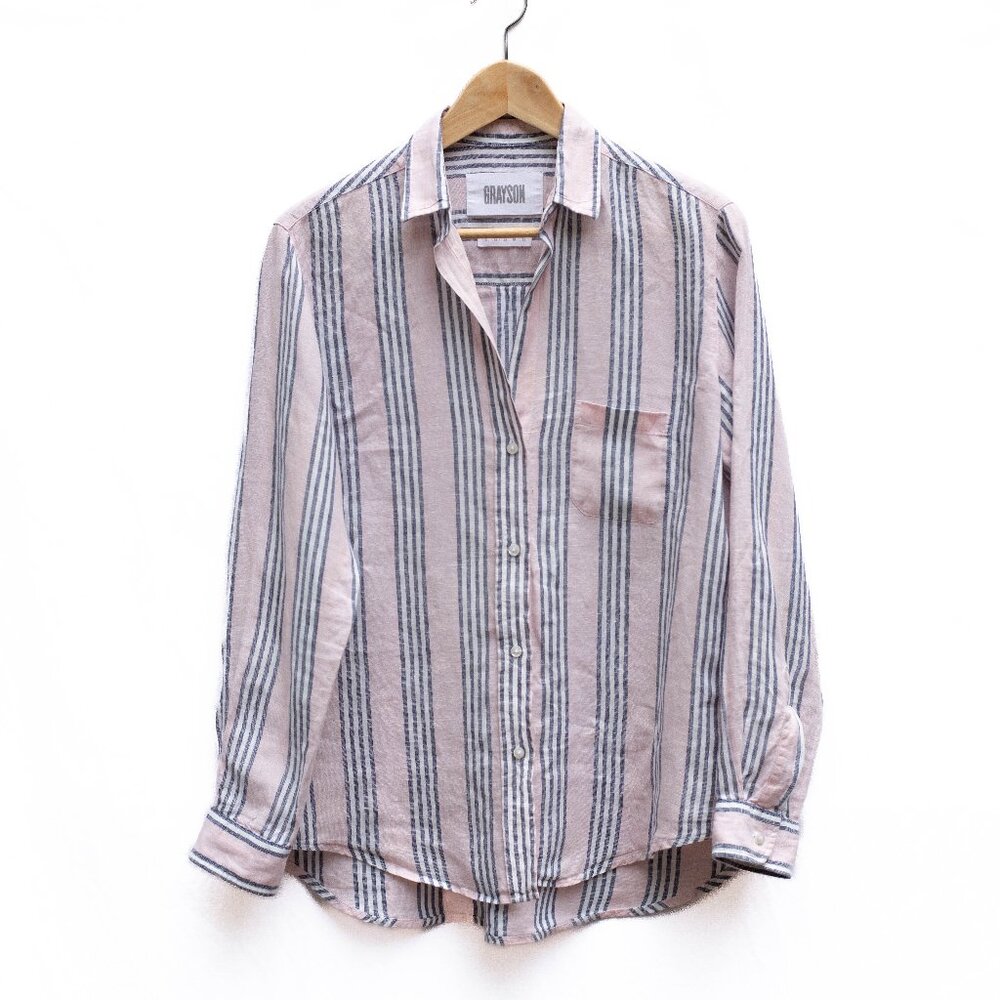 Grayson Frank & Eileen Hero Shirt‎ Pink Linen Button Down Women’s Sz 2 Small
